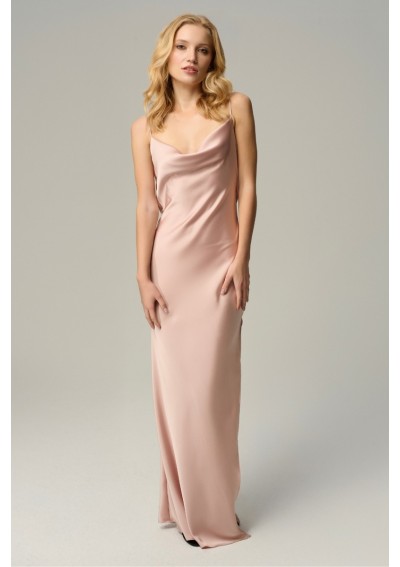 Satynowa różowa maxi sukienka REVE