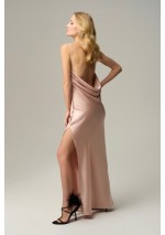 Satynowa różowa maxi sukienka REVE