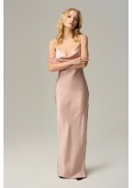 Satynowa różowa maxi sukienka REVE