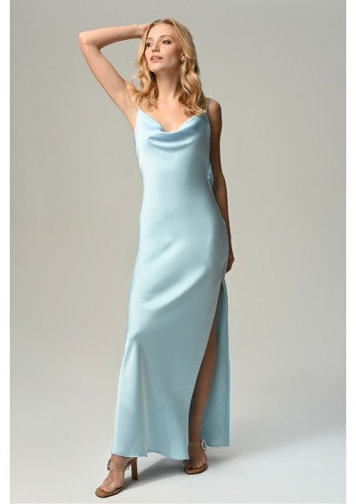 Sukienka satynowa niebieska maxi REVE
