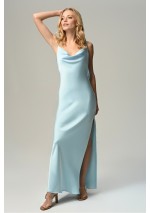 Sukienka satynowa niebieska maxi REVE