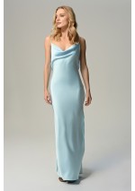 Sukienka satynowa niebieska maxi REVE