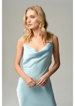 Sukienka satynowa niebieska maxi REVE