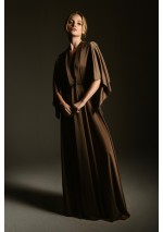 Szlafrok maxi satynowy brązowy Eclipse