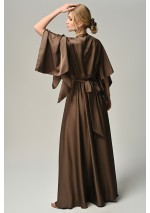 Szlafrok maxi satynowy brązowy Eclipse