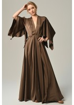 Szlafrok maxi satynowy brązowy Eclipse