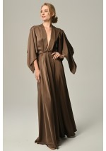 Szlafrok maxi satynowy brązowy Eclipse