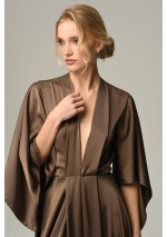 Szlafrok maxi satynowy brązowy Eclipse