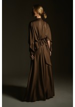 Szlafrok maxi satynowy brązowy Eclipse