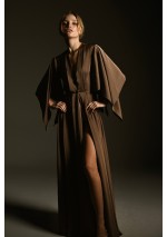 Szlafrok maxi satynowy brązowy Eclipse