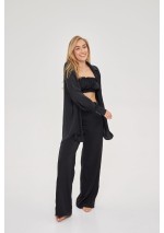 Czarna satynowa koszula długa KELLY