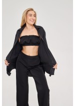 Czarna satynowa koszula długa KELLY