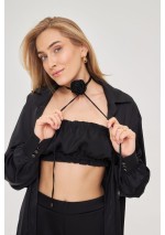 Czarna satynowa koszula długa KELLY