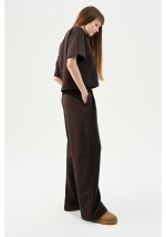 KOSZULKA T-SHIRT BASIC OVERSIZE BRĄZ BEŻ BIEL