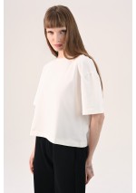KOSZULKA T-SHIRT BASIC OVERSIZE BRĄZ BEŻ BIEL